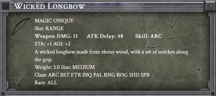 WICKED LONGBOW item card